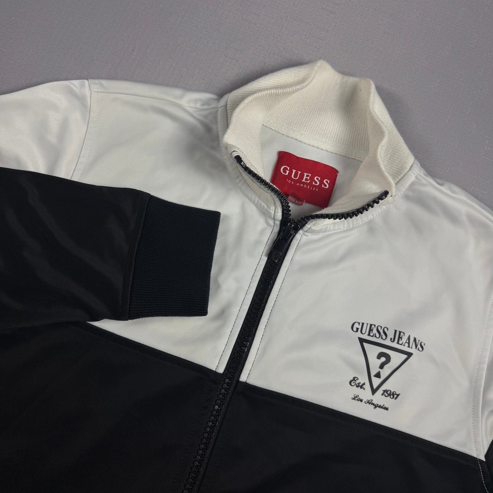 Guess Los Angeles Mens Black White Colorblock Track Jacket Size S X73N04K3QK0